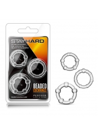 Набор из 3 прозрачных эрекционных колец Stay Hard Beaded Cockrings - Blush Novelties - в Симферополе купить с доставкой