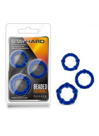 Набор из 3 синих эрекционных колец Stay Hard Beaded Cockrings - Blush Novelties - в Симферополе купить с доставкой