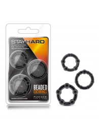 Набор из 3 чёрных эрекционных колец Stay Hard Beaded Cockrings - Blush Novelties - в Симферополе купить с доставкой