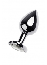 Серебристая анальная пробка с прозрачным кристаллом-сердцем - 8 см. - ToyFa - купить с доставкой в Симферополе