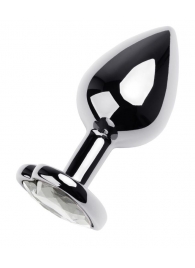 Серебристая анальная пробка с прозрачным кристаллом-сердцем - 8 см. - ToyFa - купить с доставкой в Симферополе