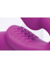 Ярко-розовый безремневой вибрострапон Evoke Vibrating Strapless Silicone Strap-on Dildo - XR Brands - купить с доставкой в Симферополе