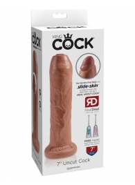 Кофейный необрезанный фаллоимитатор на присоске 7  Uncut Cock - 19,1 см. - Pipedream