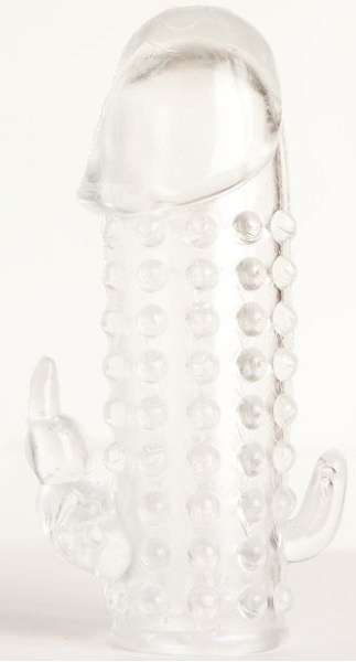 Гелевая прозрачная насадка с 2 отростками - 13 см. - Toyfa Basic - в Симферополе купить с доставкой