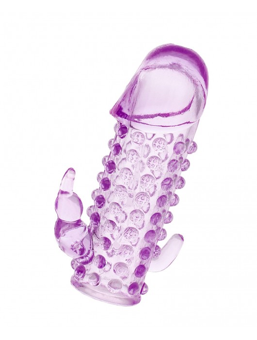 Закрытая фиолетовая насадка с 2 отростками - 13 см. - Toyfa Basic - в Симферополе купить с доставкой