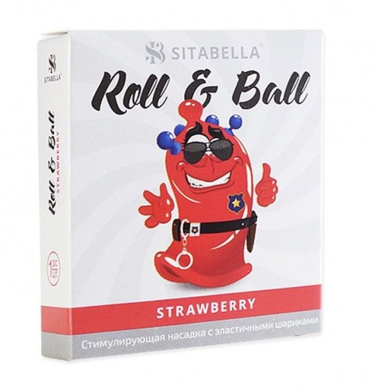 Стимулирующий презерватив-насадка Roll   Ball Strawberry - Sitabella - купить с доставкой в Симферополе