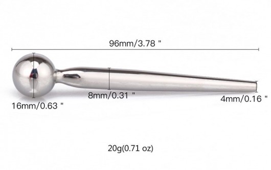 Гладкий металлический уретральный плаг с шариком - 9,6 см. - Notabu - купить с доставкой в Симферополе