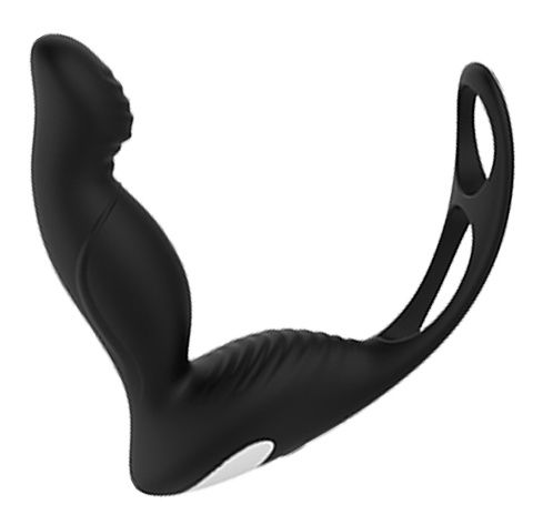 Черный вибромассажер простаты P-PLEASER W ERECTION ENHANCE - Dream Toys - в Симферополе купить с доставкой