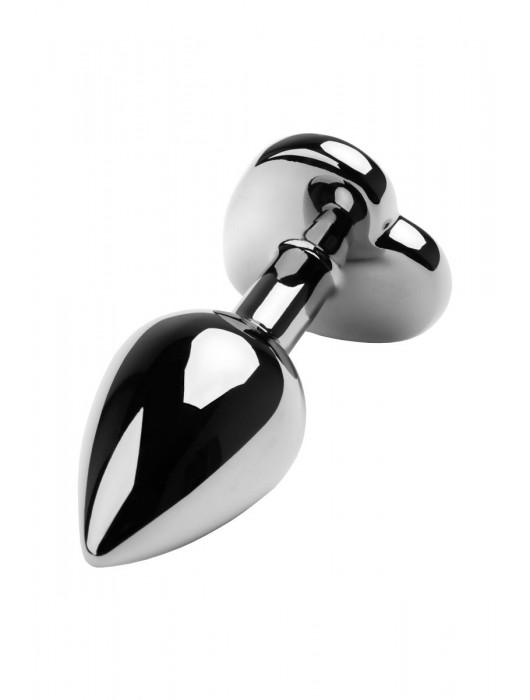 Серебристая коническая анальная пробка с красным кристаллом-сердечком - 7 см. - ToyFa - купить с доставкой в Симферополе