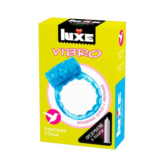 Голубое эрекционное виброкольцо Luxe VIBRO  Райская птица  + презерватив - Luxe - в Симферополе купить с доставкой