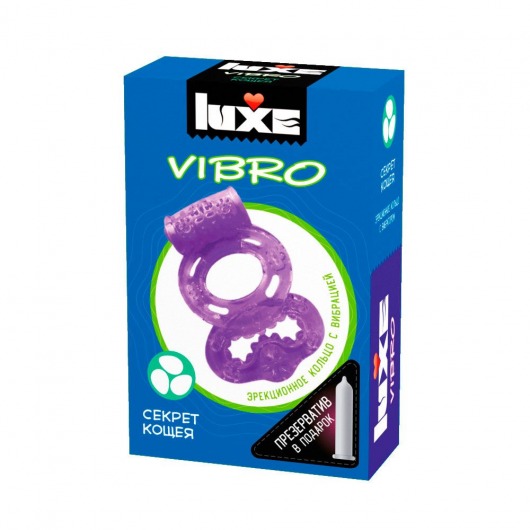 Фиолетовое эрекционное виброкольцо Luxe VIBRO  Секрет Кощея  + презерватив - Luxe - в Симферополе купить с доставкой