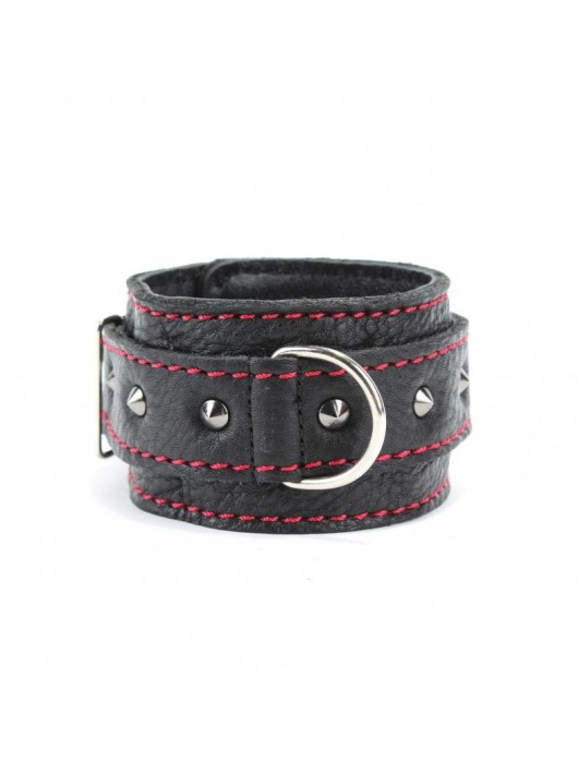 Черные оковы с шипами и контрастной строчкой - БДСМ Арсенал - купить с доставкой в Симферополе