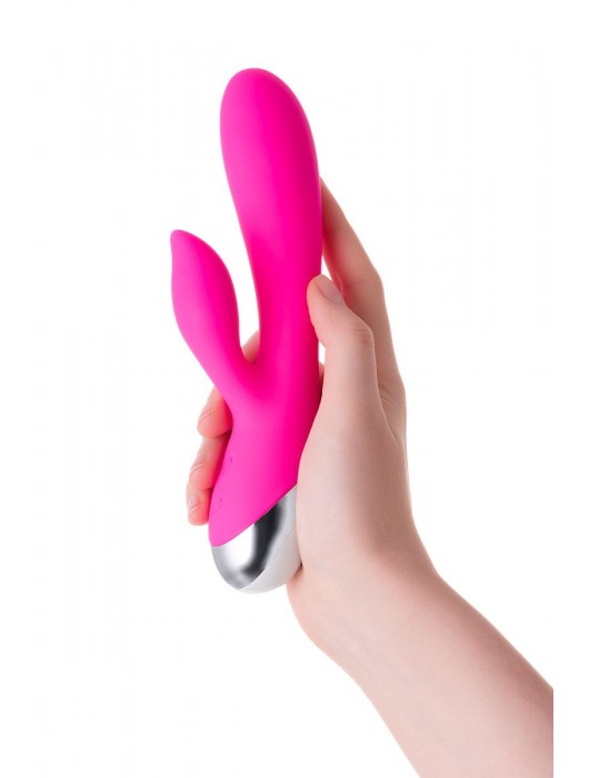 Розовый силиконовый вибратор с клиторальным стимулятором LIA - 19 см. - ToyFa