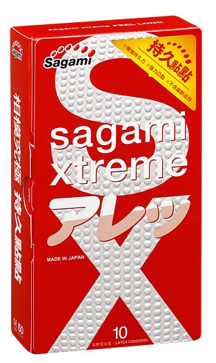 Утолщенные презервативы Sagami Xtreme Feel Long с точками - 10 шт. - Sagami - купить с доставкой в Симферополе