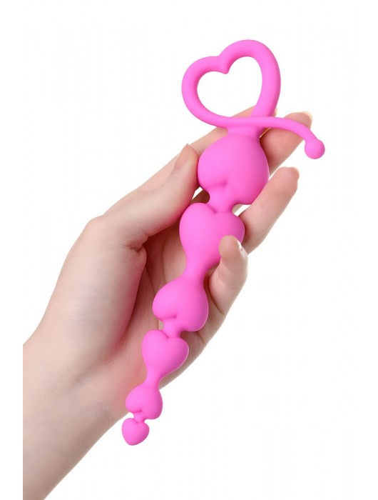 Розовая силиконовая анальная цепочка Sweety - 18,5 см. - ToyFa