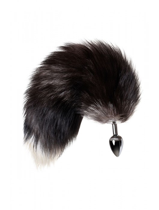 Серебристая металлическая анальная втулка с хвостом чернобурой лисы - размер S - ToyFa - купить с доставкой в Симферополе