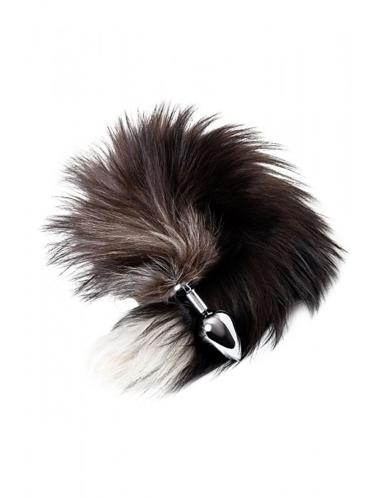 Серебристая металлическая анальная втулка с хвостом чернобурой лисы - размер S - ToyFa - купить с доставкой в Симферополе