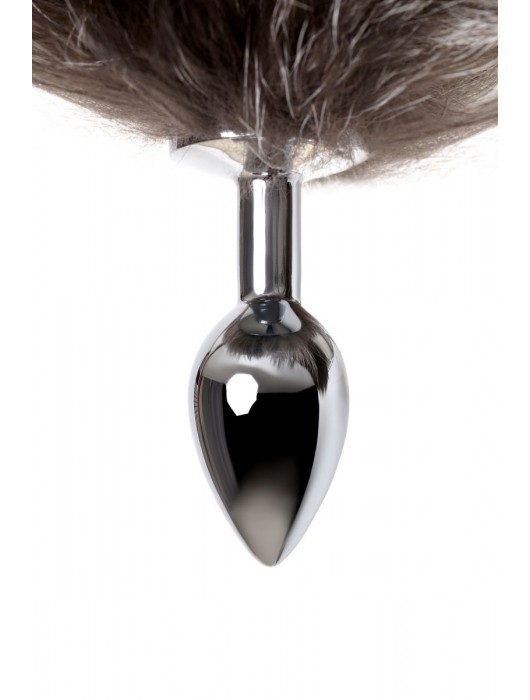 Серебристая металлическая анальная втулка с хвостом чернобурой лисы - размер S - ToyFa - купить с доставкой в Симферополе