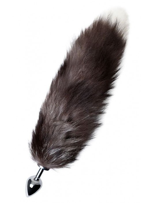 Серебристая металлическая анальная втулка с хвостом чернобурой лисы - размер S - ToyFa - купить с доставкой в Симферополе