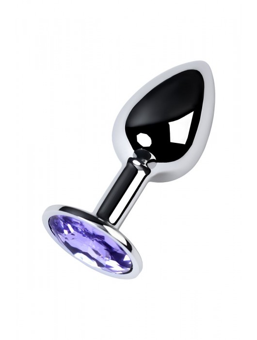 Серебристая конусовидная анальная пробка с фиолетовым кристаллом - 7 см. - ToyFa - купить с доставкой в Симферополе