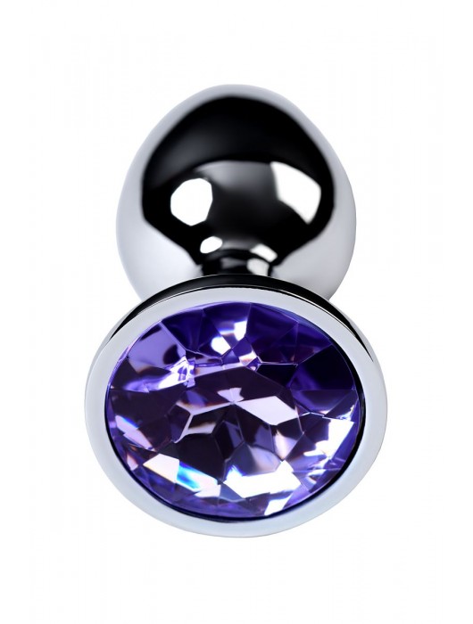 Серебристая конусовидная анальная пробка с фиолетовым кристаллом - 7 см. - ToyFa - купить с доставкой в Симферополе