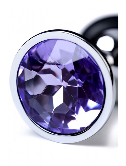 Серебристая конусовидная анальная пробка с фиолетовым кристаллом - 7 см. - ToyFa - купить с доставкой в Симферополе