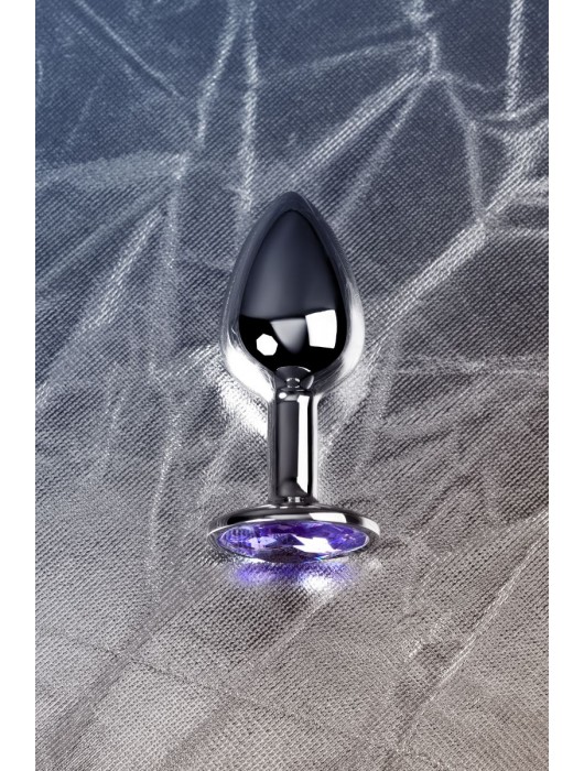 Серебристая конусовидная анальная пробка с фиолетовым кристаллом - 7 см. - ToyFa - купить с доставкой в Симферополе
