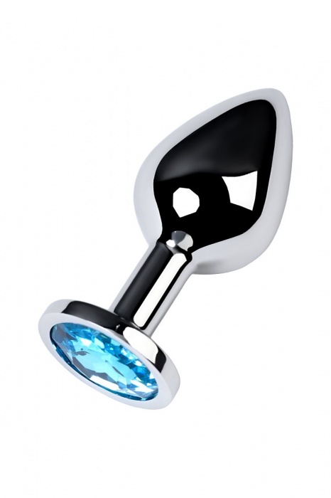 Серебристая конусовидная анальная пробка с голубым кристаллом - 8 см. - ToyFa - купить с доставкой в Симферополе