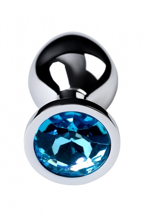 Серебристая конусовидная анальная пробка с голубым кристаллом - 8 см. - ToyFa - купить с доставкой в Симферополе