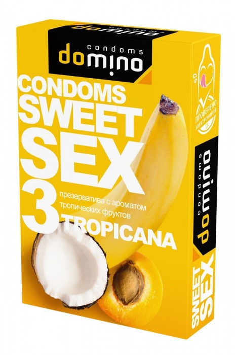 Презервативы для орального секса DOMINO Sweet Sex с ароматом тропических фруктов - 3 шт. - Domino - купить с доставкой в Симферополе