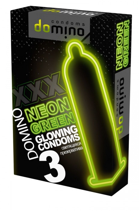 Презервативы DOMINO Neon Green со светящимся в темноте кончиком - 3 шт. - Domino - купить с доставкой в Симферополе