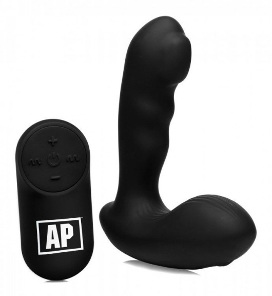 Черный стимулятор простаты Alpha-Pro 7X P-Milker Silicone Prostate Stimulator with Milking Bead - XR Brands - в Симферополе купить с доставкой