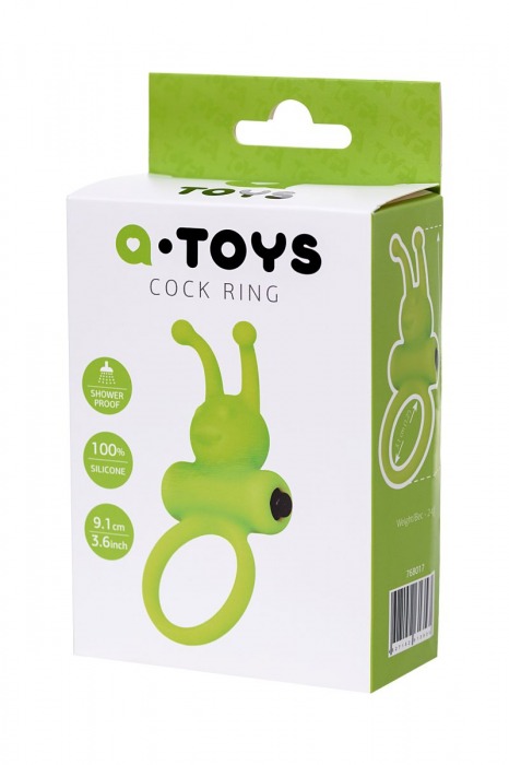 Зеленое эрекционное виброкольцо на пенис Cock Ring - A-toys - в Симферополе купить с доставкой