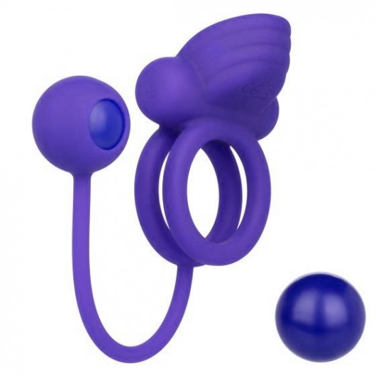 Фиолетовое эрекционное кольцо с утяжелителем Silicone Rechargeable Dual Rockin Rim Enhancer - California Exotic Novelties - в Симферополе купить с доставкой