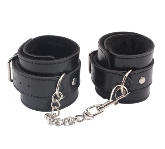 Черные оковы на ноги Obey Me Leather Ankle Cuffs - Chisa - купить с доставкой в Симферополе