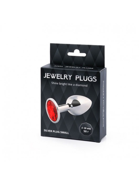 Серебристая анальная пробка с красным стразом - 7,2 см. - Anal Jewelry Plug - купить с доставкой в Симферополе