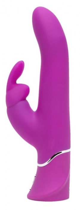 Лиловый вибратор Curve Thrusting Rechargeable Rabbit Vibrator - 24,1 см. - Happy Rabbit