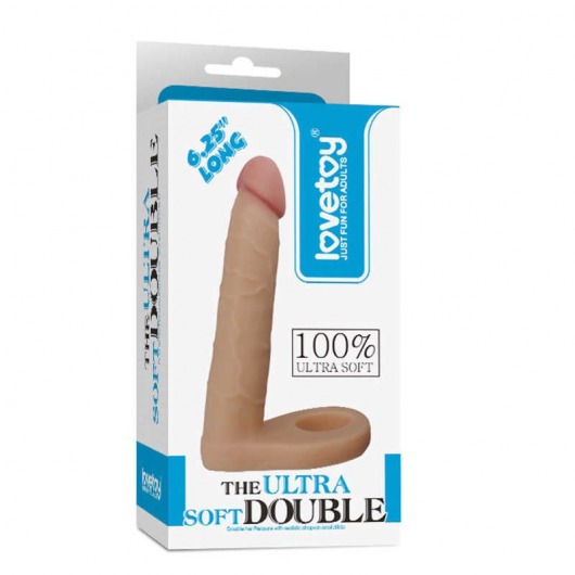 Телесная насадка для двойного проникновения The Ultra Soft Double 6.25 - 15,8 см. - Lovetoy - купить с доставкой в Симферополе