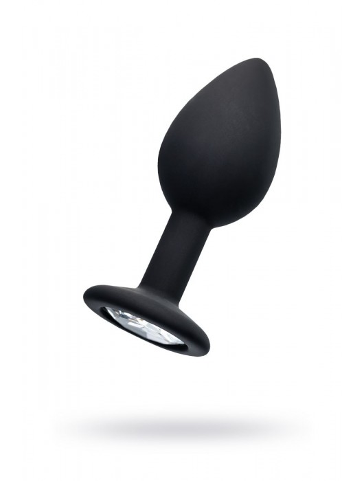 Черная анальная втулка с прозрачным стразом - 7,2 см. - POPO Pleasure - купить с доставкой в Симферополе