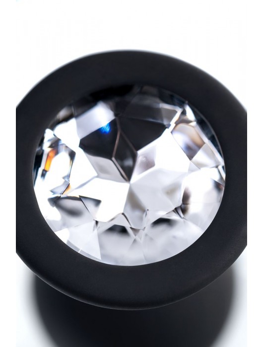 Черная анальная втулка с прозрачным стразом - 7,2 см. - POPO Pleasure - купить с доставкой в Симферополе