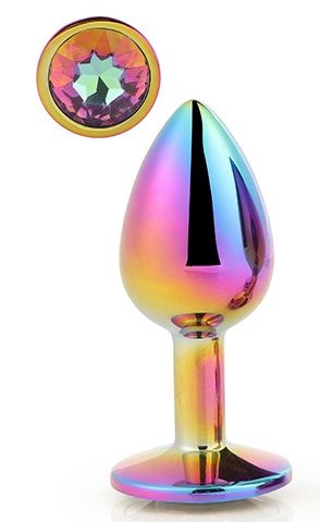 Голографическая анальная втулка с радужным кристаллом - 7,1 см. - Dream Toys - купить с доставкой в Симферополе
