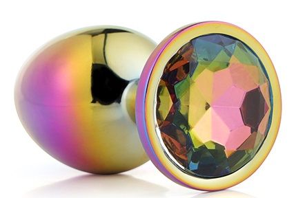 Голографическая анальная втулка с радужным кристаллом - 7,1 см. - Dream Toys - купить с доставкой в Симферополе
