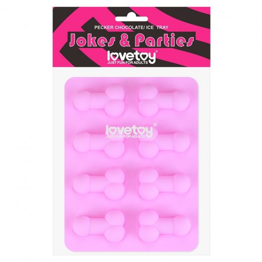 Розовая формочка для льда и шоколада Pecker Chocolate/Ice Tray - Lovetoy - купить с доставкой в Симферополе