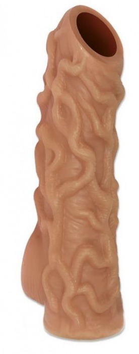 Телесная насадка с венками и открытой головкой Nude Sleeve M - 12 см. - KOKOS - в Симферополе купить с доставкой