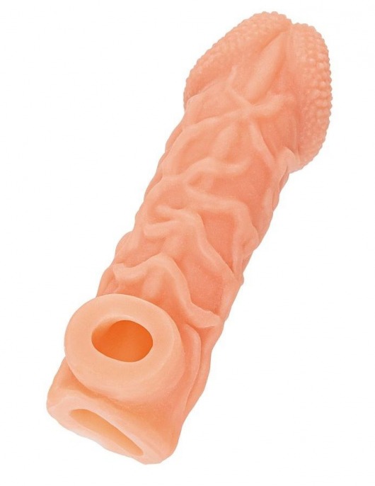 Телесная закрытая насадка с венками Cock Sleeve Size S - 13,8 см. - KOKOS - в Симферополе купить с доставкой