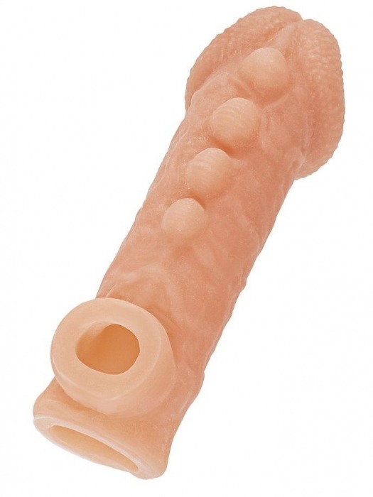Телесная закрытая насадка с шишечками Cock Sleeve Size M - 15,6 см. - KOKOS - в Симферополе купить с доставкой
