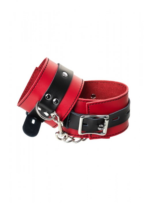 Красно-черные оковы на ноги из кожи - ToyFa - купить с доставкой в Симферополе