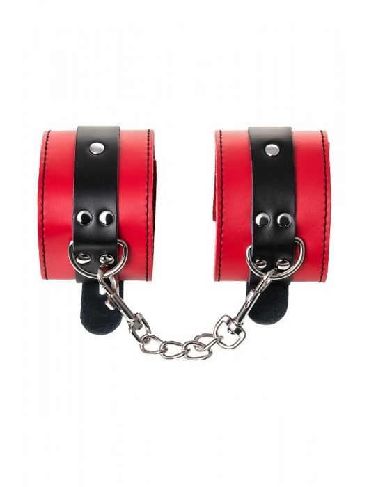 Красно-черные оковы на ноги из кожи - ToyFa - купить с доставкой в Симферополе