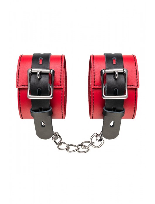 Красно-черные оковы на ноги из кожи - ToyFa - купить с доставкой в Симферополе