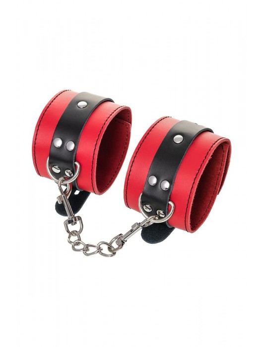 Красно-черные оковы на ноги из кожи - ToyFa - купить с доставкой в Симферополе